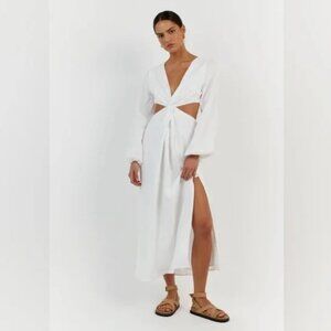 NWT! DISSH TINA WHITE TWIST MIDI DRESS